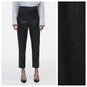 NWT. Zara Black Faux Leather High-Waist Trousers. Size M.